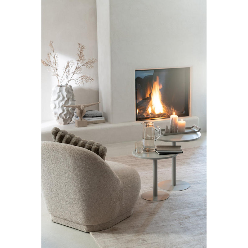 Fauteuil Krukje Teddy Fluweel Wit Warm Beige 88x78x72 cm-Fauteuils-J-Line