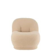 Fauteuil Krukje Teddy Fluweel Wit Warm Beige 88x78x72 cm-Fauteuils-J-Line