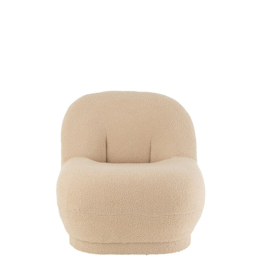 Fauteuil Krukje Teddy Fluweel Wit Warm Beige-Fauteuils-J-Line