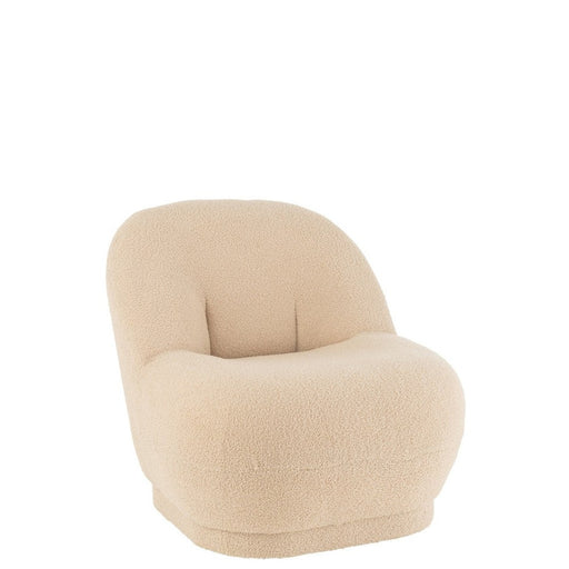 Fauteuil Krukje Teddy Fluweel Wit Warm Beige-Fauteuils-J-Line