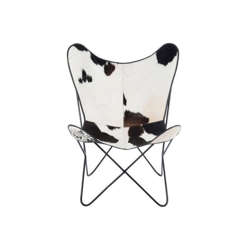Lounge Stoel Cowhide/Metaal Wit/Zwart 65x92x90 cm-Eetkamerstoelen-J-Line