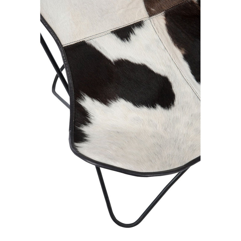 Lounge Stoel Cowhide/Metaal Wit/Zwart 65x92x90 cm-Eetkamerstoelen-J-Line