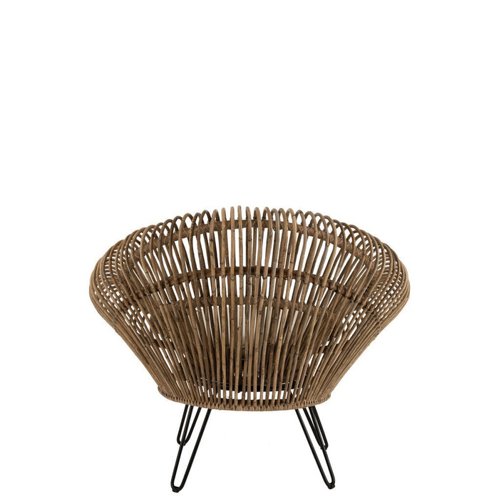 Fauteuil Lounge Vivi met Kussen Rattan | Iron Natuurlijk-Fauteuils-J-Line