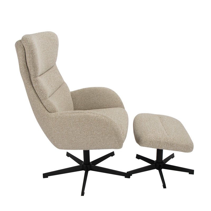 Fauteuil Malmo Naturel Boucle Incl. Hocker 75x82x108 cm-Fauteuils-LABEL51