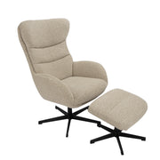 Fauteuil Malmo Naturel Boucle Incl. Hocker 75x82x108 cm-Fauteuils-LABEL51