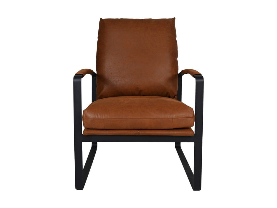 Fauteuil Miami-95x65x95-Cognac/Zwart-Leder/Metaal-Fauteuils-HSM Collection