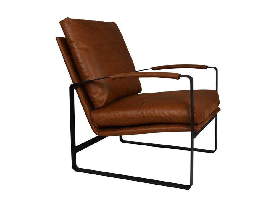 Fauteuil Miami-95x65x95-Cognac/Zwart-Leder/Metaal-Fauteuils-HSM Collection