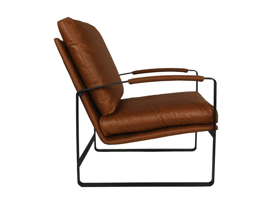 Fauteuil Miami-95x65x95-Cognac/Zwart-Leder/Metaal-Fauteuils-HSM Collection