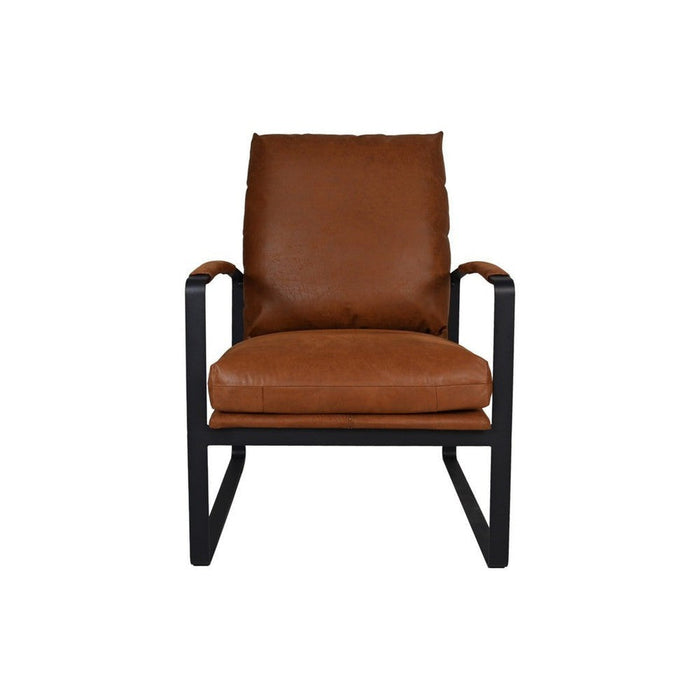 Fauteuil Miami-95x65x95-Cognac/Zwart-Leder/Metaal-Fauteuils-HSM Collection