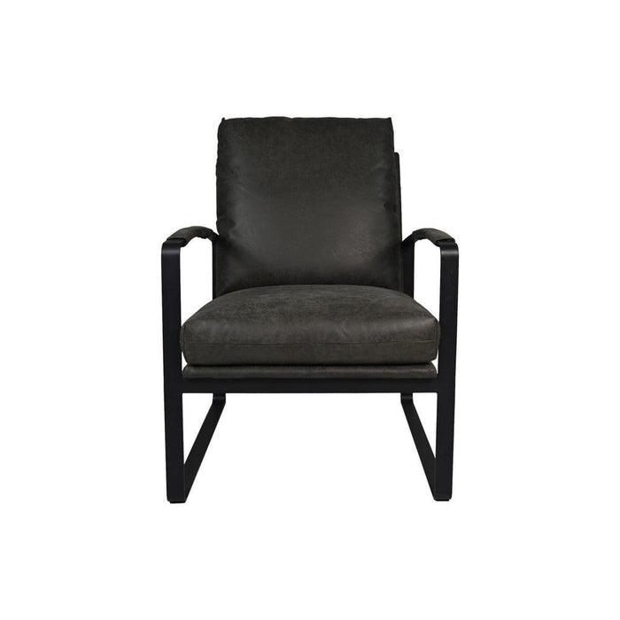 Fauteuil Miami-95x65x95-Donker Grijs/Zwart-Leder/Metaal-Fauteuils-HSM Collection