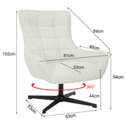 Fauteuil Naomi Parelwit Draaibaar 81 cm-Fauteuils-Livingfurn