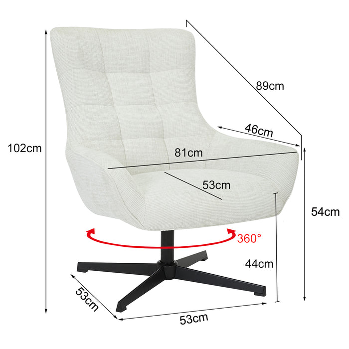 Fauteuil Naomi Parelwit Draaibaar 81 cm-Fauteuils-Livingfurn