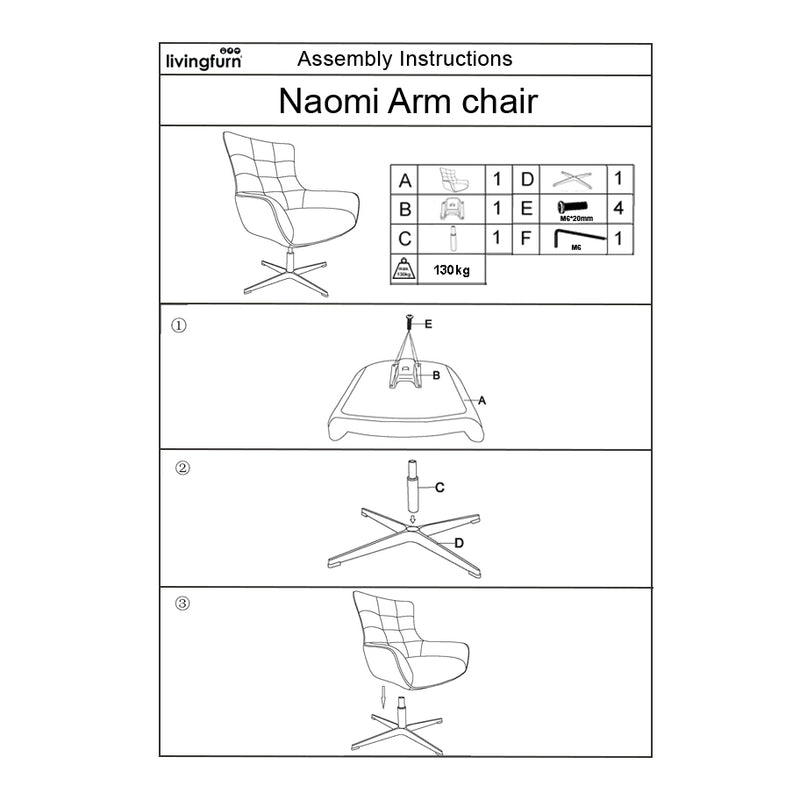 Fauteuil Naomi Toffee Draaibaar 81 cm-Fauteuils-Livingfurn