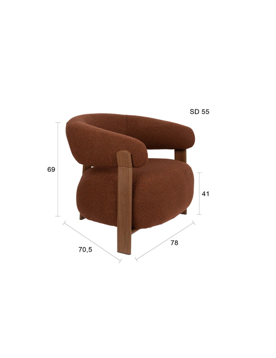 Fauteuil Robyn Polyester Rood 70.5x78 cm-Fauteuils-Creating Home