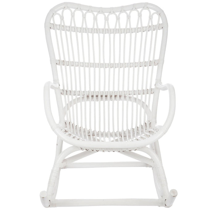 Fauteuil Rocking Stoel Rotan Wit 70x110x97 cm-Fauteuils-J-Line