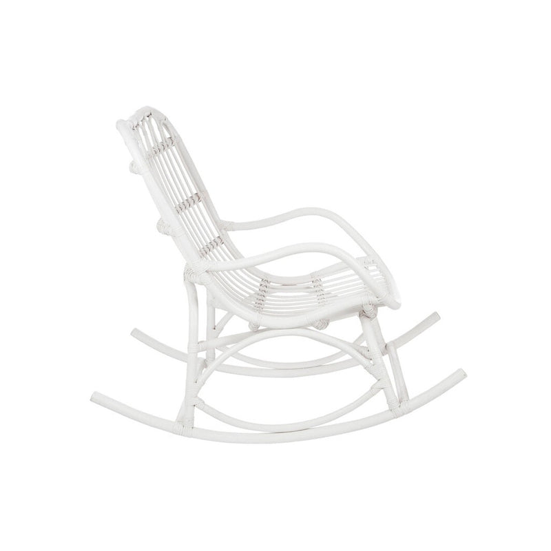 Rocking Stoel Rotan Wit 70x110x97 cm-Eetkamerstoelen-J-Line