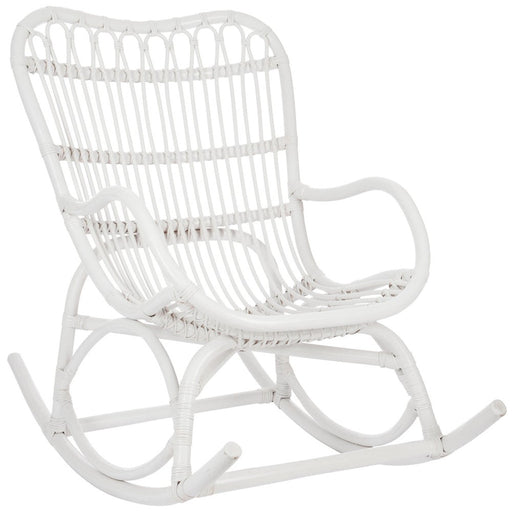 Fauteuil Rocking Stoel Rotan Wit 70x110x97 cm-Fauteuils-J-Line