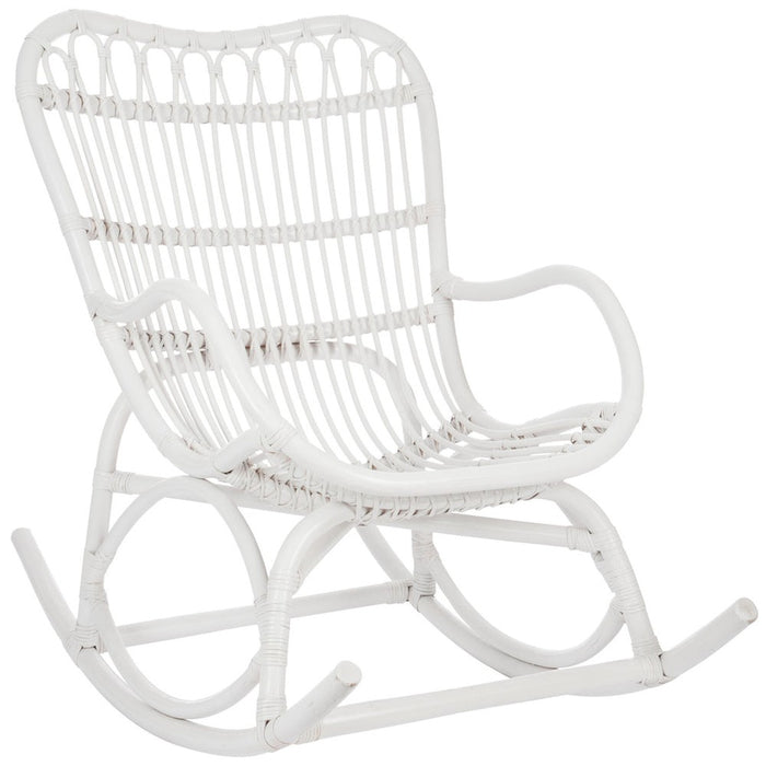 Fauteuil Rocking Stoel Rotan Wit 70x110x97 cm-Fauteuils-J-Line