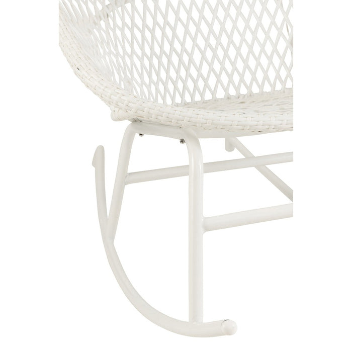 Fauteuil Rocking Stoel+Sierkussen Zayo Metaal/Reed Wit-Kussens-J-Line