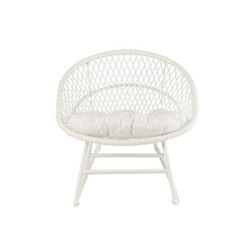 Fauteuil Rocking Stoel+Sierkussen Zayo Metaal/Reed Wit-Fauteuils-J-Line