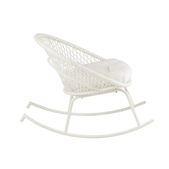 Fauteuil Rocking Stoel+Sierkussen Zayo Metaal/Reed Wit-Fauteuils-J-Line