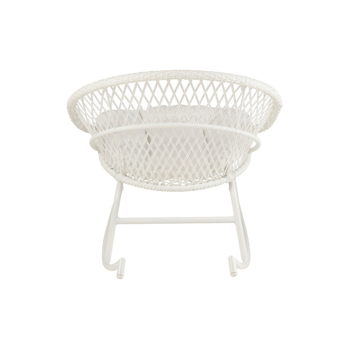 Fauteuil Rocking Stoel+Sierkussen Zayo Metaal/Reed Wit-Fauteuils-J-Line