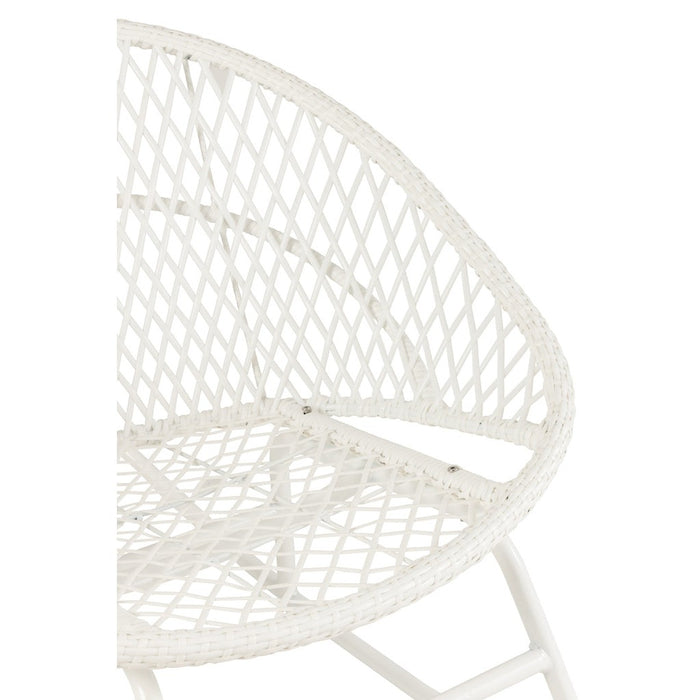 Fauteuil Rocking Stoel+Sierkussen Zayo Metaal/Reed Wit-Fauteuils-J-Line
