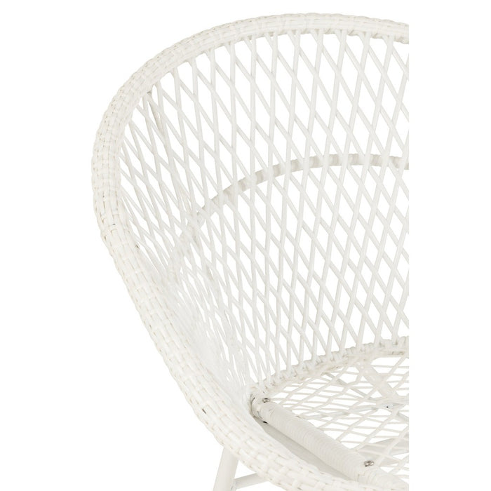Fauteuil Rocking Stoel+Sierkussen Zayo Metaal/Reed Wit-Fauteuils-J-Line