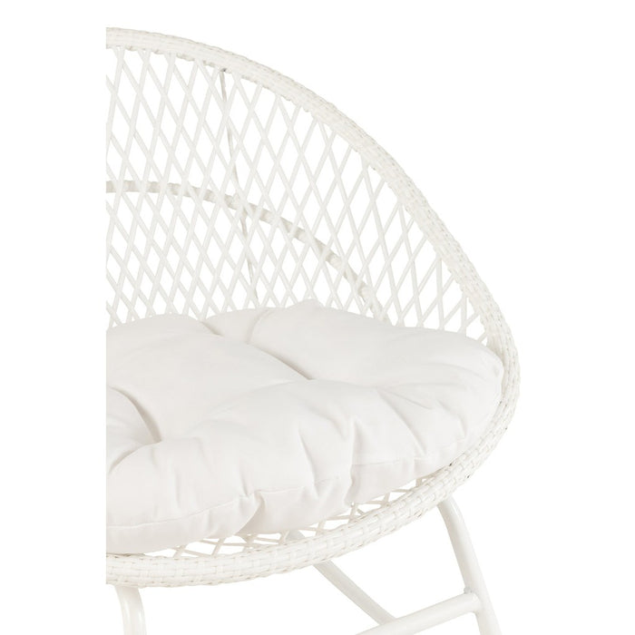 Fauteuil Rocking Stoel+Sierkussen Zayo Metaal/Reed Wit-Fauteuils-J-Line