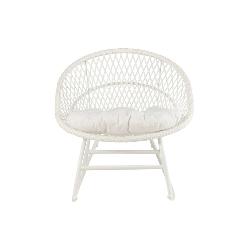 Fauteuil Rocking Stoel+Sierkussen Zayo Metaal/Reed Wit-Kussens-J-Line