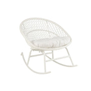 Fauteuil Rocking Stoel+Sierkussen Zayo Metaal/Reed Wit-Kussens-J-Line