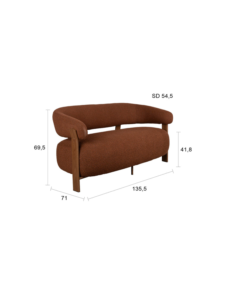 Fauteuil Sofa 2-seater Robyn Polyester Rood 71x135.5 cm-Fauteuils-Creating Home