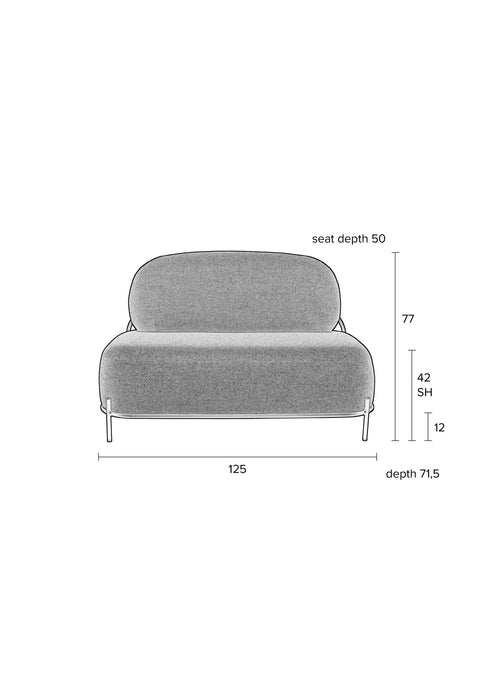Fauteuil Sofa Polly Teddy Polyester Ivoor 71.5x125 cm-Fauteuils-Creating Home