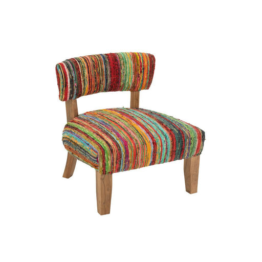 Fauteuil Stoel Chindi Hout/Textile Mix 60x68x72 cm-Fauteuils-J-Line