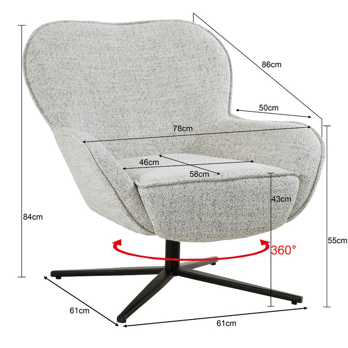 Fauteuil Sven Bisque Oasis Draaibaar 78 cm 78x86x84 cm-Fauteuils-Livingfurn