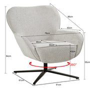 Fauteuil Sven Toffee Draaibaar 78 cm 78x86x84 cm-Fauteuils-Livingfurn