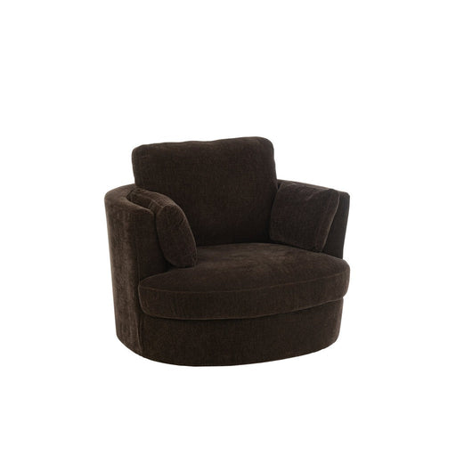 Fauteuil Swivel Poplar Hout | Foam Donker bruin-Fauteuils-J-Line