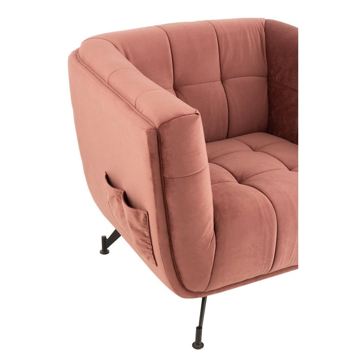 Fauteuil Textiel | Hout | Metaal Antique Pink-Fauteuils-J-Line