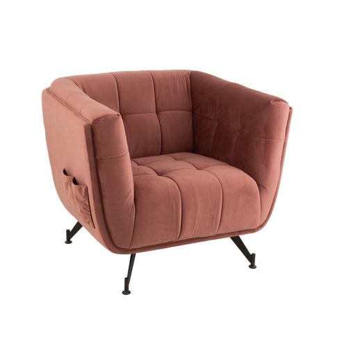 Fauteuil Textiel | Hout | Metaal Antique Pink-Fauteuils-J-Line