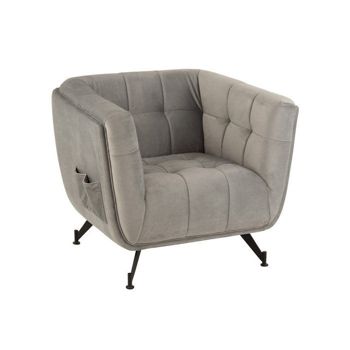 Fauteuil Textiel | Hout | Metaal Light Grey-Fauteuils-J-Line