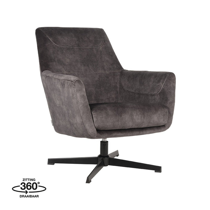 Fauteuil Toby - Antraciet - Velours - Draaibaar-Fauteuils-LABEL51