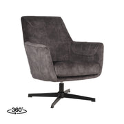 Fauteuil Toby Antraciet Velvet - 75x80x85 cm-Fauteuils-LABEL51