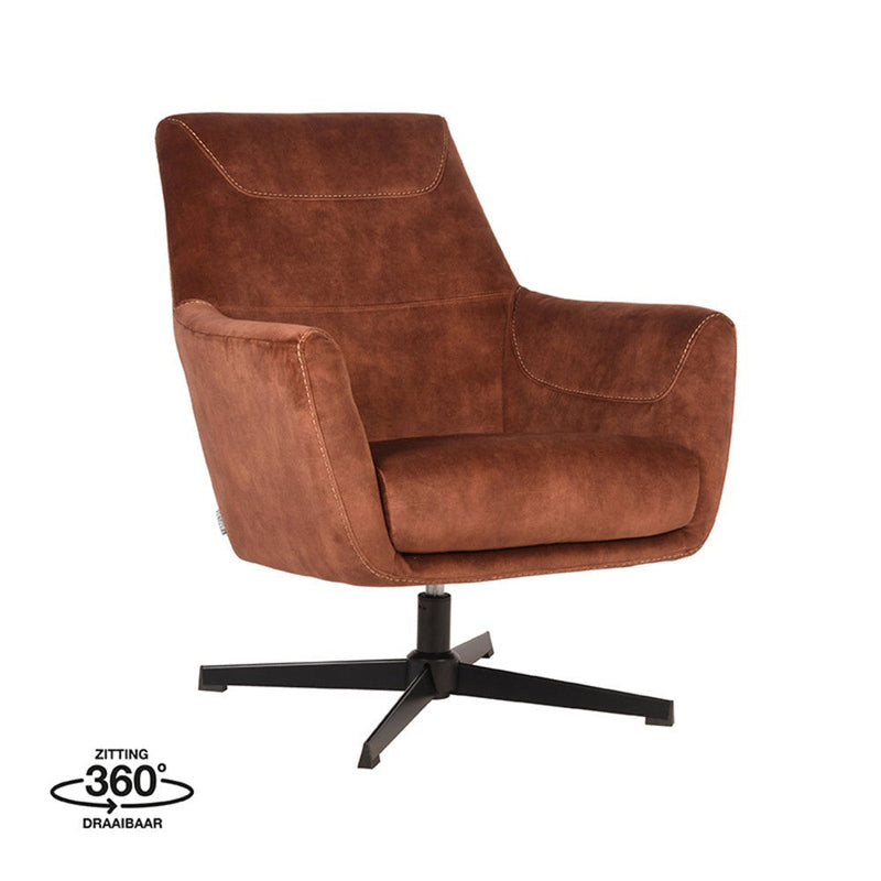 Fauteuil Toby - Rust - Velours - Draaibaar-Fauteuils-LABEL51