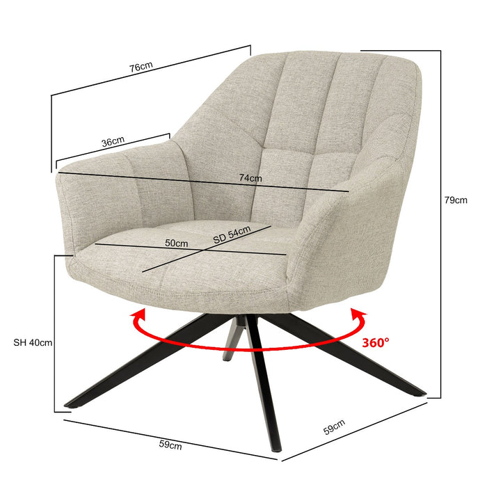 Fauteuil Tom Zand Draaibaar 74 cm-Fauteuils-Livingfurn