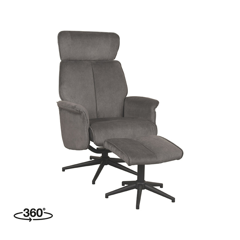 Fauteuil Verdal Antraciet Velvet Incl. Hocker 77x79x109 cm-Fauteuils-LABEL51