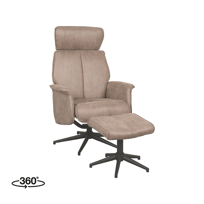 Fauteuil Verdal Taupe Kunstleder Incl. Hocker 77x79x109 cm-Fauteuils-LABEL51