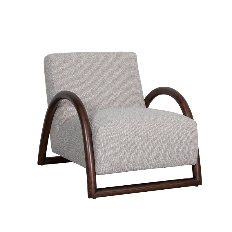 Fauteuil Viggo Naturel Boucle Walnoot Houten Frame 70x90x74 cm-Fauteuils-LABEL51