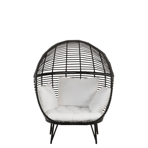 Fauteuil Zwart Staal Ovaal 110 cm 110x115x148 cm-Fauteuils-J-Line