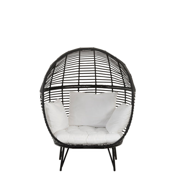 Fauteuil Zwart Staal Ovaal 110 cm-Fauteuils-J-Line