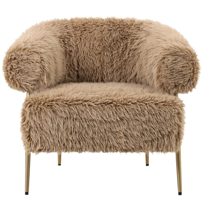 Fauteuils Hair Bruin Fauteuil Goud Metaal Base-Fauteuils-PTMD